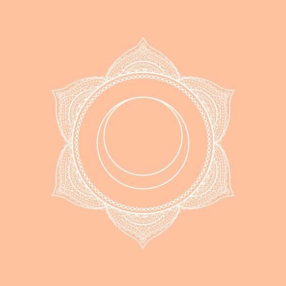 Sacral Chakra Symbol  Is a six petal lotus With a moon crescent  These symbols point to the close relationship between the phases of the moon and the fluctuations in the water and the emotions