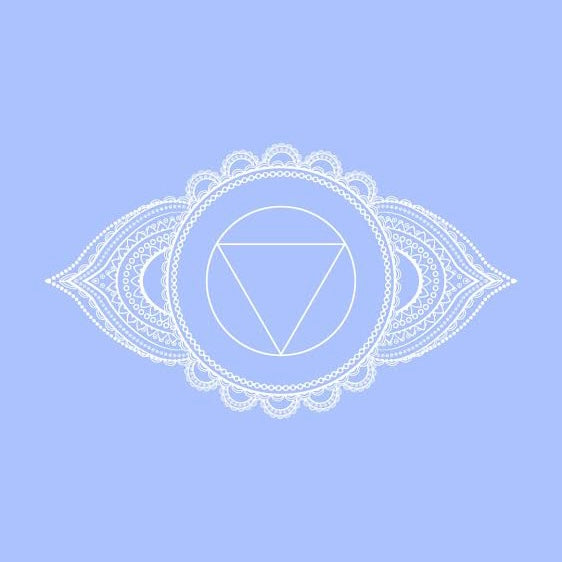 Third Eye Chakra Symbol  Is a two petal l from which wisdom blossomsotus With an inverted triangle 